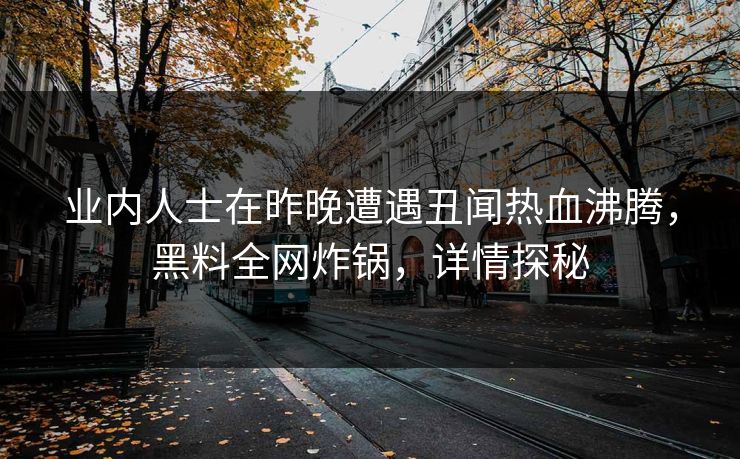 业内人士在昨晚遭遇丑闻热血沸腾，黑料全网炸锅，详情探秘