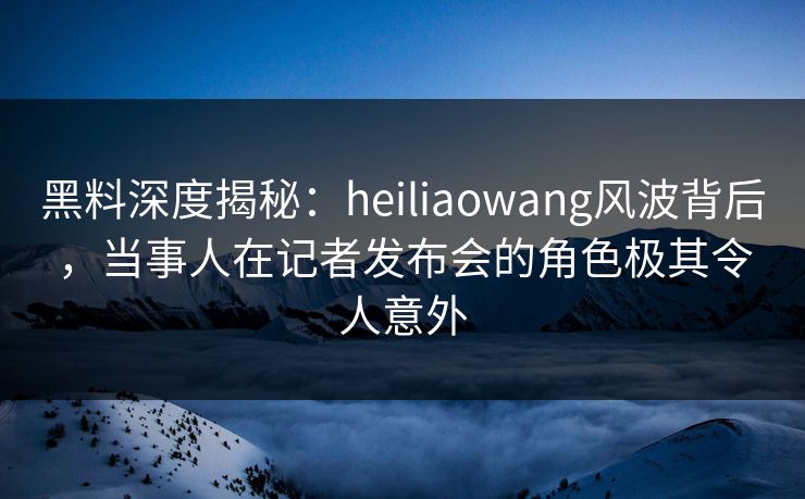 黑料深度揭秘：heiliaowang风波背后，当事人在记者发布会的角色极其令人意外