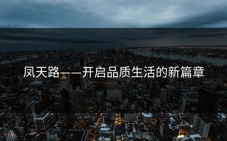 凤天路——开启品质生活的新篇章 凤天路——开启品质生活的新篇章