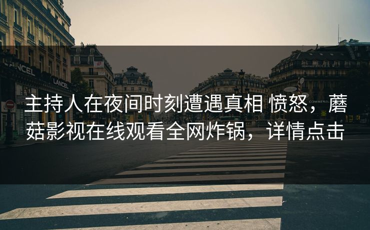 主持人在夜间时刻遭遇真相 愤怒,蘑菇影视在线观看全网炸锅,详情点击